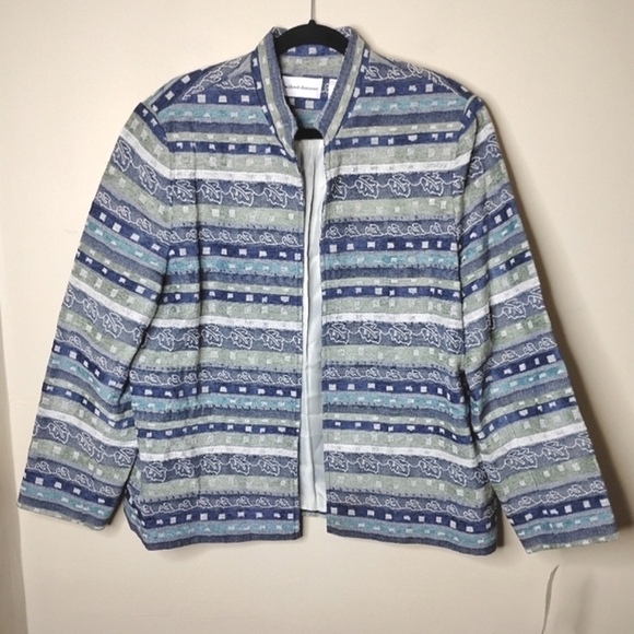 NWT Alfred Dunner Open Front Blazer Size 18 Casual Textured Beaded - Picture 2 of 7